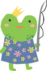 Frog Princess Fishing Paper Cut