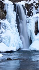  Frozen Waterfall – Winter Cascade with Icicles 
