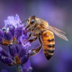 Honeybee on Lavender Close Up
