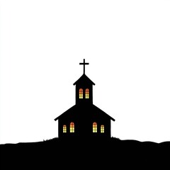 Fototapeta premium Church silhouette with glowing cross