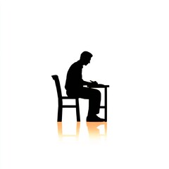 Person Sitting at Desk Working