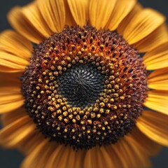 Close-up of a vibrant sunflower, showcasing its intricate details and rich colors. A captivating display of nature's beauty.