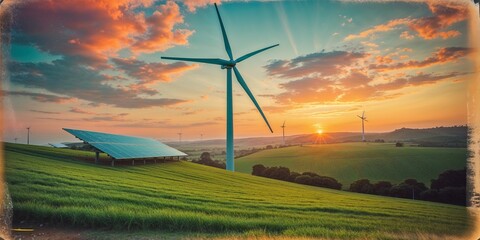 Obraz premium Wind Turbine Against Dramatic Cloudy Sky