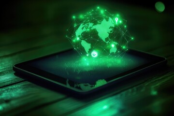 Holographic globe displayed on tablet