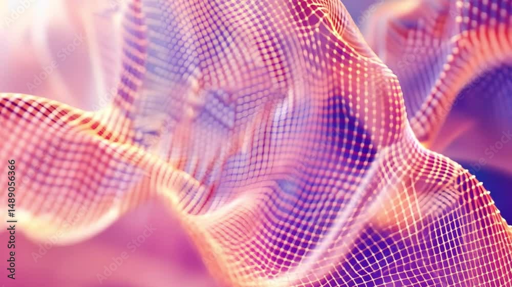 Poster vibrant abstract digital wave pattern mesh of colors and texture creating movement and depth in flui