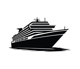 Ship Logo, Ship Icon, Transport Logo, Sea Logo, Cruise Ship Silhouette Vector Modern Ocean Travel and Maritime Icon Design.