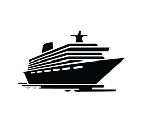 Obraz premium Ship Logo, Ship Icon, Transport Logo, Sea Logo, Cruise Ship Silhouette Vector Modern Ocean Travel and Maritime Icon Design.