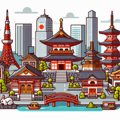 japanese city vector illustration