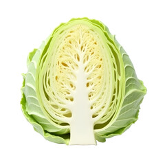 Fototapeta premium Captivating close-up of a freshly cut cabbage revealing intricate textures and patterns within its layers, highlighting natural beauty