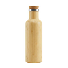 Reusable bamboo water bottle with cork lid