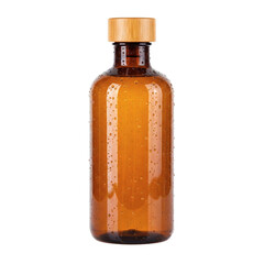Amber glass bottle with bamboo screw cap