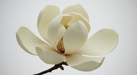Creamy White Magnolia Flower Unfurling its Petals in Timelapse with Soft Lighting