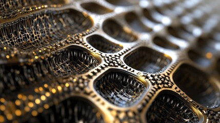 Intricate, metallic, textured surface