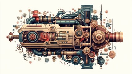 Intricate steampunk engine design