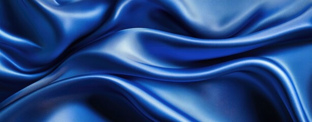 Fototapeta premium Rich blue silk fabric drapes elegantly