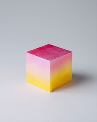 Fototapeta premium Gradient-Colored Cube on Light Gray Background