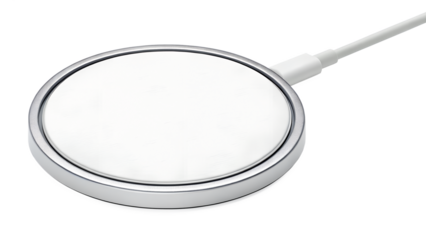 Wireless charging pad for smartphones and devices isolated on transparent background