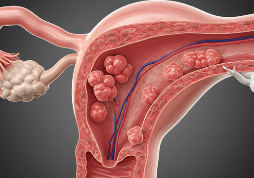 Uterine fibroids medical illustration