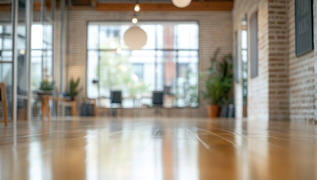 Bright, airy office space with polished floors