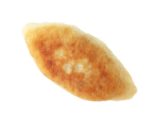 Delicious fried pyrizhok (stuffed pie) isolated on white