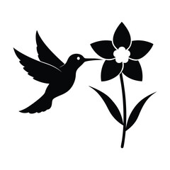 Flying Hummingbird Vector Silhouette Art