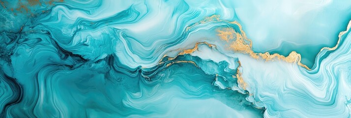 Obraz premium Abstract Teal and Gold Marble Design