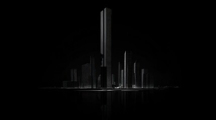 Fototapeta premium Monochromatic Metropolis: A dark architectural cityscape in shades of grey