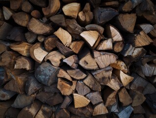 Fototapeta premium Photo-Realistic Stack of Cut Firewood from Above