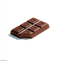 Chocolate bar with bite mark on white background