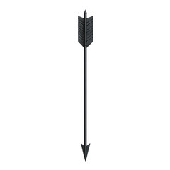 Sleek Arrow with Soft Diffused Shadows in Charcoal Isolated on Transparent Background