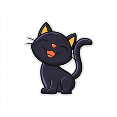 cute black cat Halloween sticker