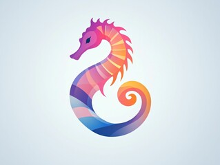 Colorful Modern Seahorse Illustration with Gradient Design Elements