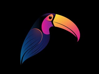 Obraz premium Colorful Illustration of a Toucan Bird with Abstract Design