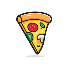 Cartoon pizza slice with toppings