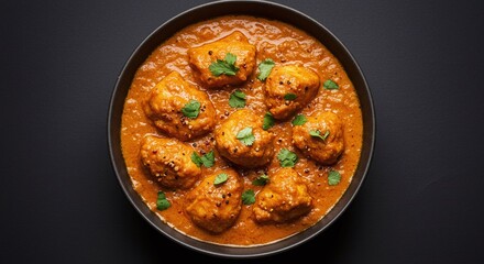 Chicken Tikka Masala in Bowl, Cilantro Garnish