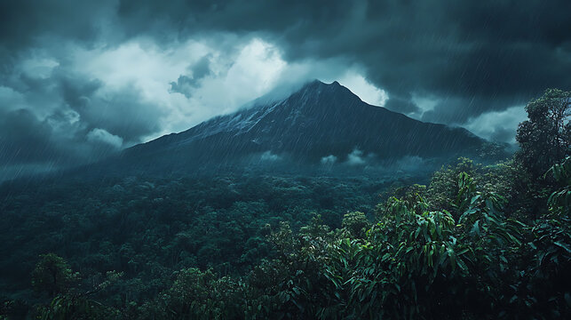  A sudden downpour on Mount Kilimanjaro with dark clouds rolling (3)