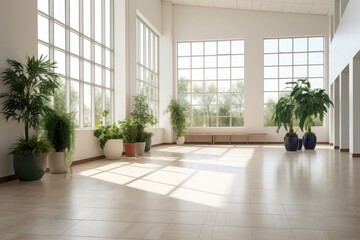 Fototapeta premium Bright office space with plants and natural light