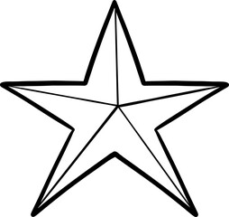 Cute Five Point Solid Star in Cartoon Line Art Style