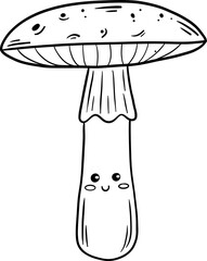 Flat Cap Mushroom with Long Stem and Textured Top