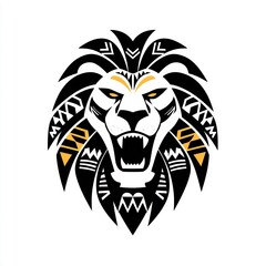 Fototapeta premium Geometric lion head with roaring expression