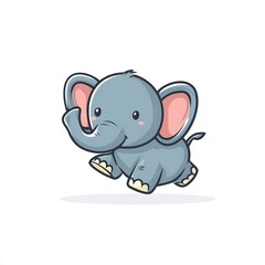 Fototapeta premium Cute Baby Elephant Playing Cartoon