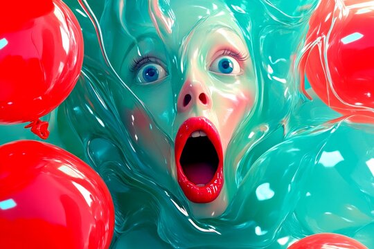 Weird brain effects. Neurological disorder. Metaphorical atropine emotions of a mental illusion. Hallucination - due to atropine: abstract image of health condition. Brain fog. Surreal conce.