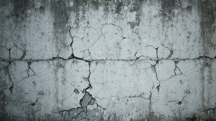 Close-up of weathered concrete with cracks and stains, showing rough urban decay surface texture