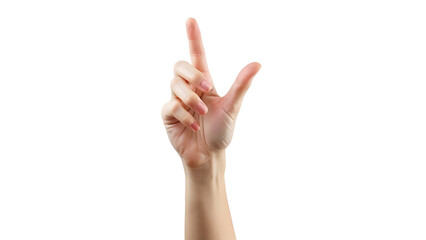 Naklejka premium A human hand forming a peace sign against a plain background, symbolizing harmony and positivity in relationships