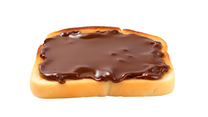 A slice of bread topped with a rich chocolate spread, showcasing a delicious treat ideal for breakfast or snacks