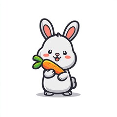 Fototapeta premium cute bunny eating carrot cartoon 