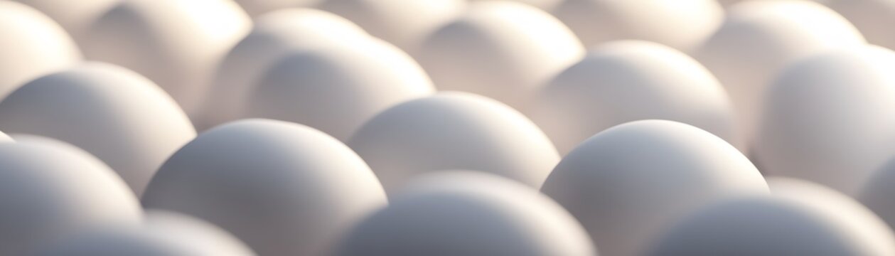 Close-up view of many white eggs.