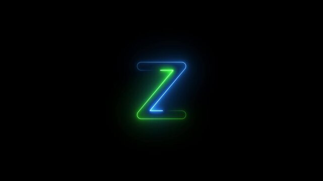 Z symbol icon animation neon glow on black background
