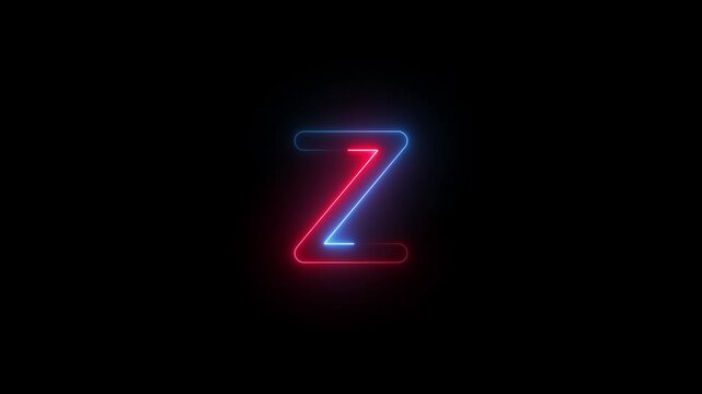 Z symbol icon animation neon glow on black background