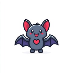 Fototapeta premium cute vampire bat with heart smile isolated
